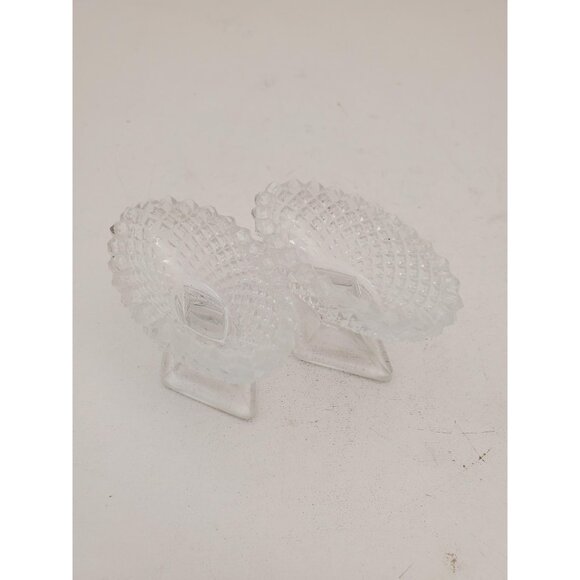 Oval pedestal open salt dips English hobnail pattern - Picture 7 of 10